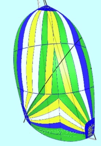 w Beneteau 311 example of technical drawing asymmetrical spinnaker yellow blue green white