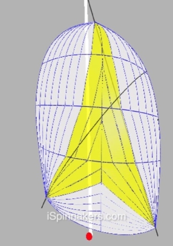 w Ranger 33 ejemplo de técnico dibujo spinnaker asimetrico blanco amarillo